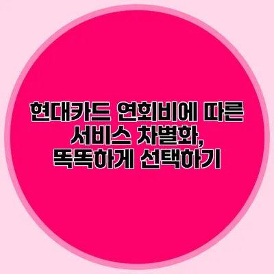 현대카드 연회비에 따른 서비스 차별화, 똑똑하게 선택하기