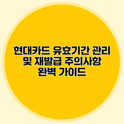 현대카드 유효기간 관리 및 재발급 주의사항 완벽 가이드
