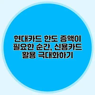 현대카드 한도 증액이 필요한 순간, 신용카드 활용 극대화하기