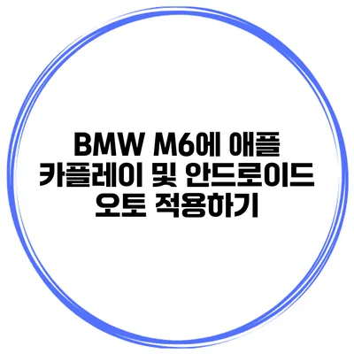 BMW M6에 애플 카플레이 및 안드로이드 오토 적용하기