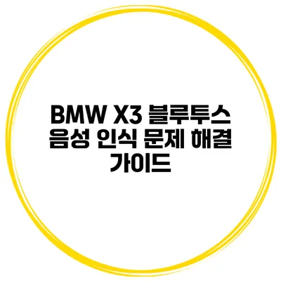 BMW X3 블루투스 음성 인식 문제 해결 가이드