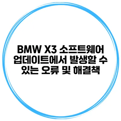 BMW X3 소프트웨어 업데이트에서 발생할 수 있는 오류 및 해결책