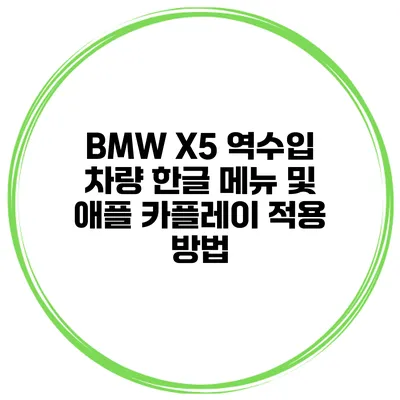 BMW X5 역수입 차량 한글 메뉴 및 애플 카플레이 적용 방법