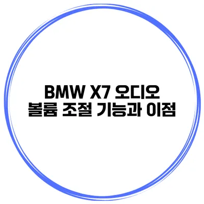 BMW X7 오디오 볼륨 조절 기능과 이점