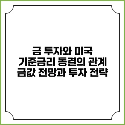 금 투자와 미국 기준금리 동결의 관계: 금값 전망과 투자 전략
