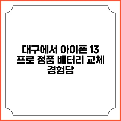 대구에서 아이폰 13 프로 정품 배터리 교체 경험담