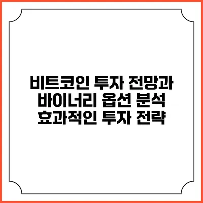비트코인 투자 전망과 바이너리 옵션 분석: 효과적인 투자 전략