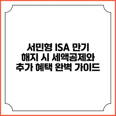 서민형 ISA 만기 해지 시 세액공제와 추가 혜택 완벽 가이드