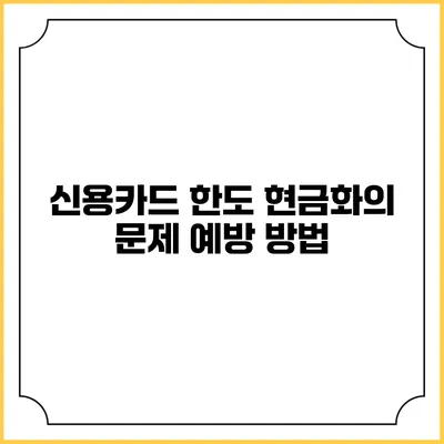신용카드 한도 현금화의 문제 예방 방법