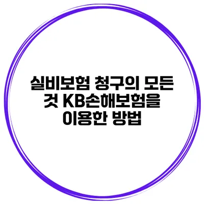 실비보험 청구의 모든 것 KB손해보험을 이용한 방법
