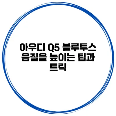 아우디 Q5 블루투스 음질을 높이는 팁과 트릭