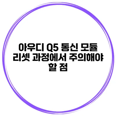 아우디 Q5 통신 모듈 리셋 과정에서 주의해야 할 점