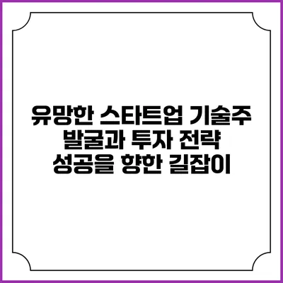 유망한 스타트업 기술주 발굴과 투자 전략: 성공을 향한 길잡이
