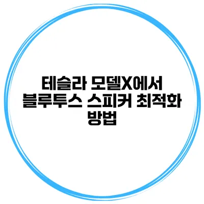 테슬라 모델X에서 블루투스 스피커 최적화 방법