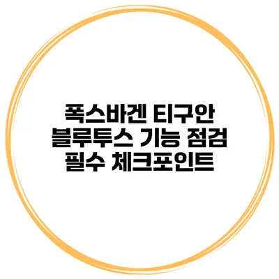 폭스바겐 티구안 블루투스 기능 점검 필수 체크포인트