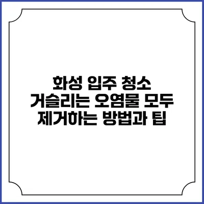 화성 입주 청소: 거슬리는 오염물 모두 제거하는 방법과 팁